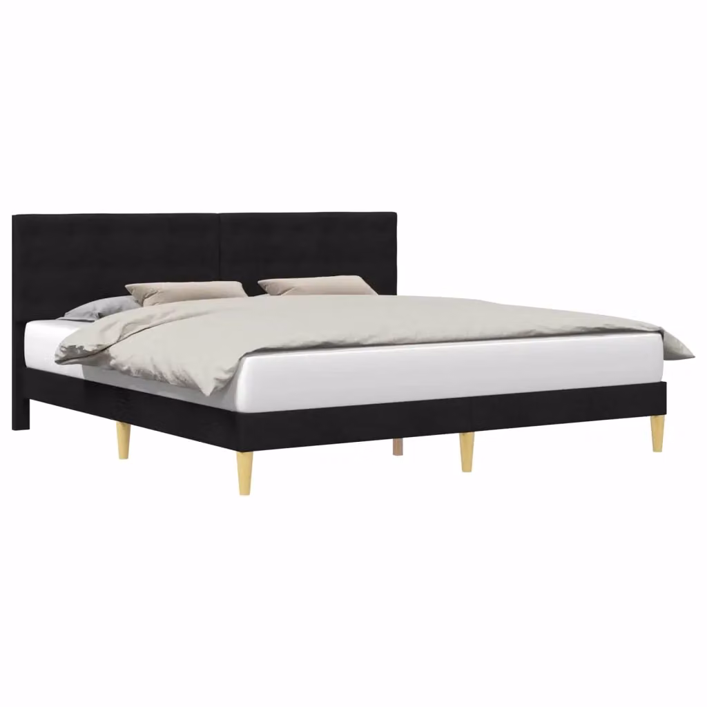 Struttura letto con testiera vidaXL in tessuto nero L/P/H: 200 x 200 x 140 cm – 2