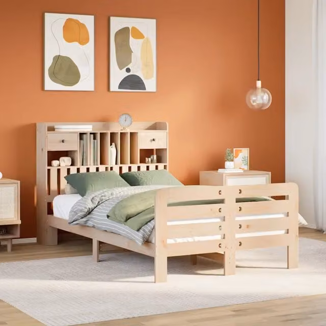 Letto Libreria senza Materasso 135x190 cm in Legno di Pino 3309986