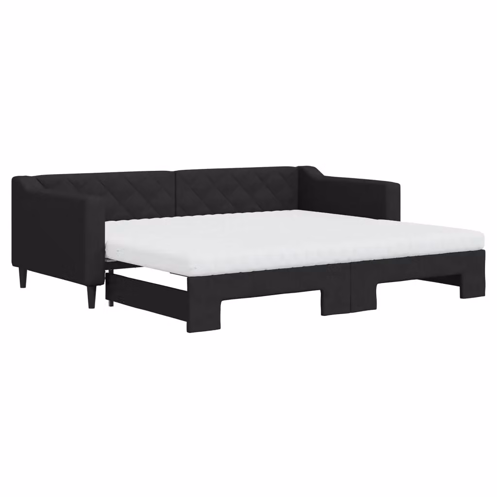 Divano Letto Estraibile vidaXL in Tessuto Nero con Cassetto per Soggiorno e Camera da Letto L/P: 90 x 200 cm – 2
