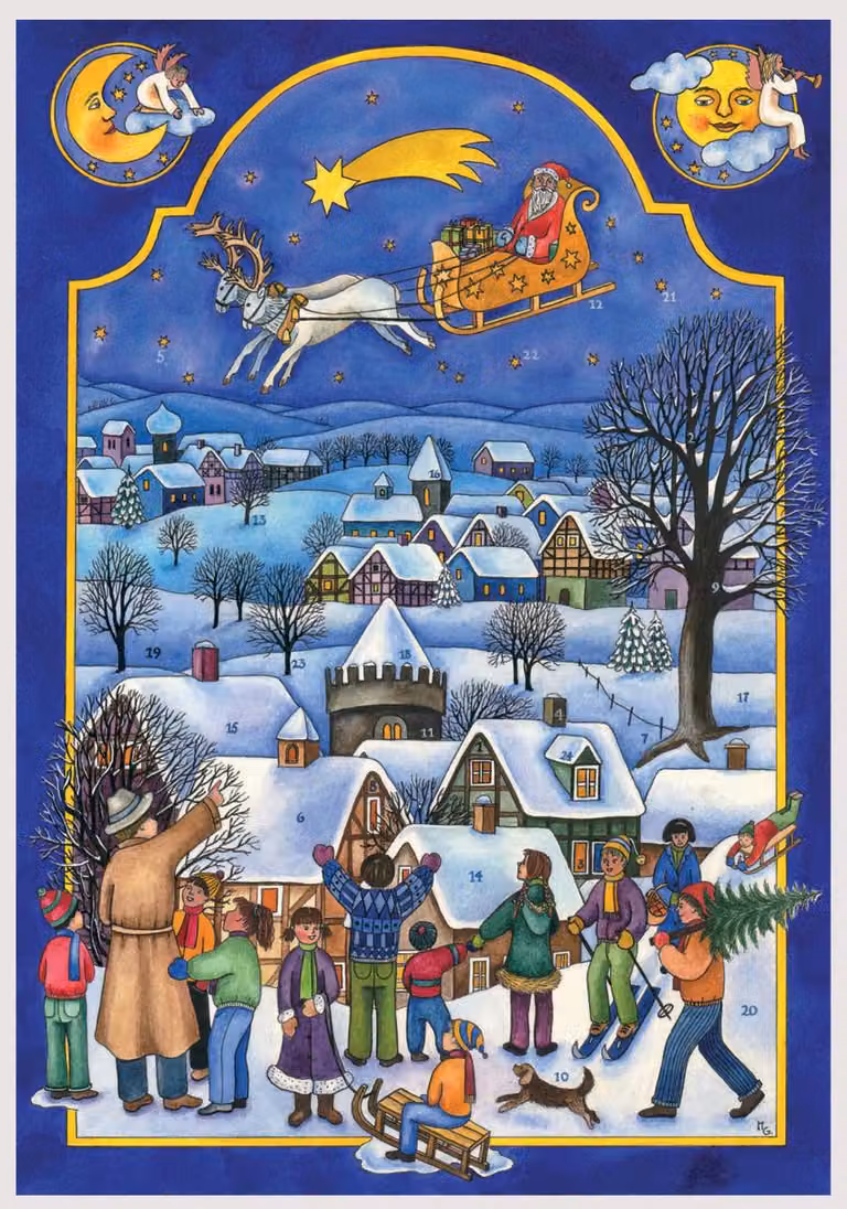813 - Calendario dell'Avvento - Babbo Natale sulla slitta, 29,7 cm x 21 cm