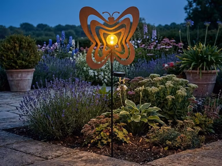 Lampada solare a LED, metallo, color ruggine, H 83 cm