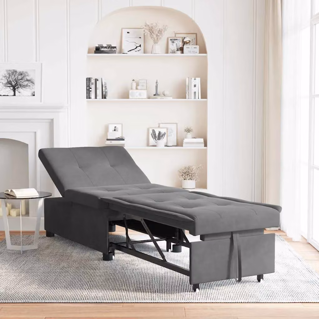 Divano Letto Estraibile vidaXL in Microfibra Grigio L: 194 cm, P: 67 cm, H: 82 cm