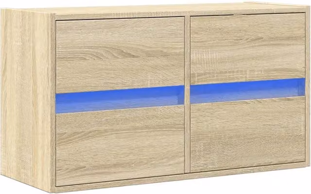 Mobile TV multimediale mensola TV credenza mobile TV sala da pranzo soggiorno camera da letto a parete con luci LED rovere Sonoma 80 x 31 x 45 cm marrone 02_0028027
