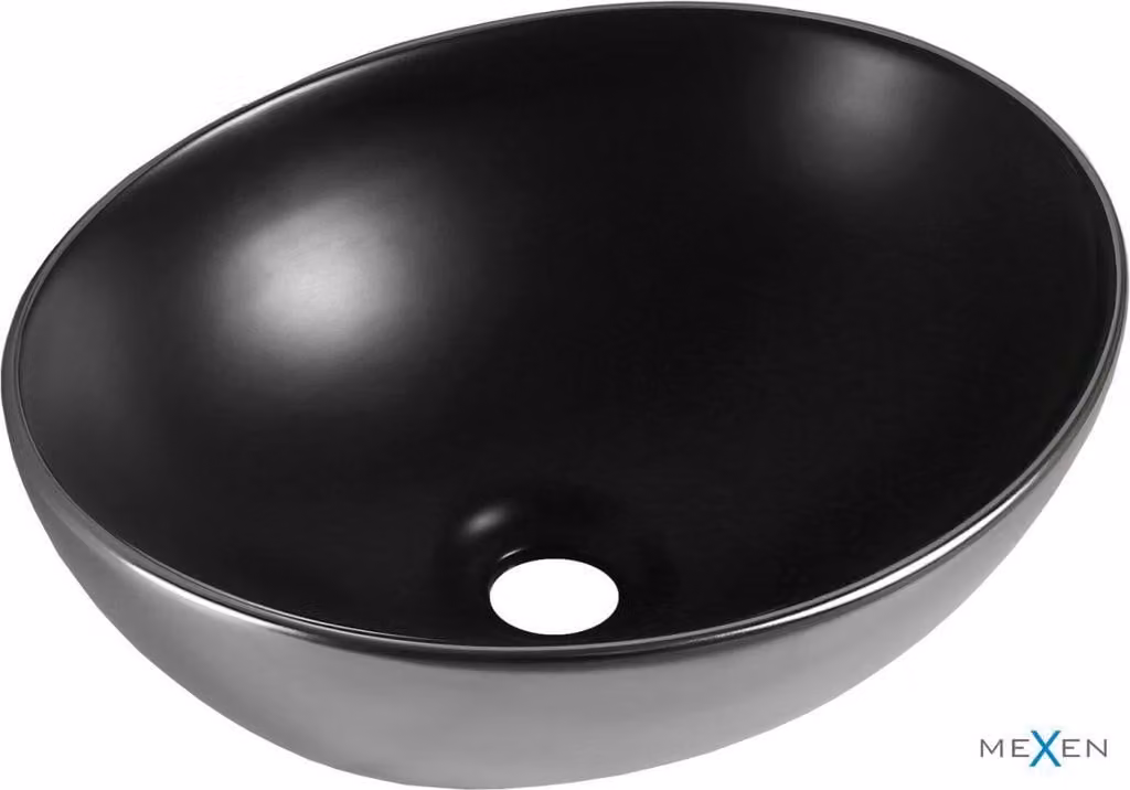 Mexen Elza lavabo da appoggio 40 x 33 cm, nero opaco/argento - 21014024