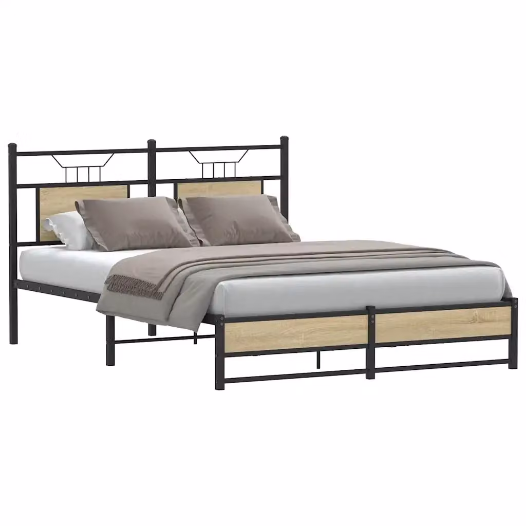 Giroletto senza materasso vidaXL in Rovere Sonoma e metallo, L/P: 150 x 200 cm – 2