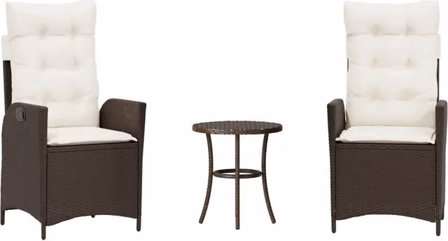 Set Bistr¨° 3 pz | Set Salotto da Giardino con Cuscini Marrone in Polyrattan