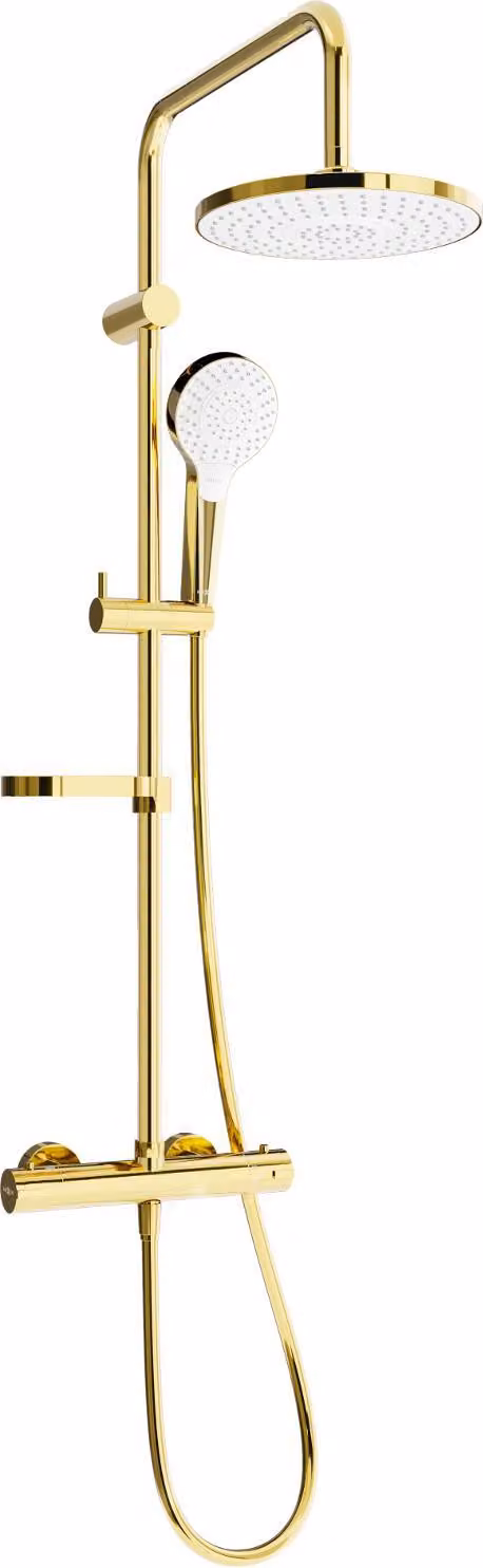 Mexen KX05 set doccia esterno con soffione e miscelatore termostatico, oro/bianco - 771500591-50