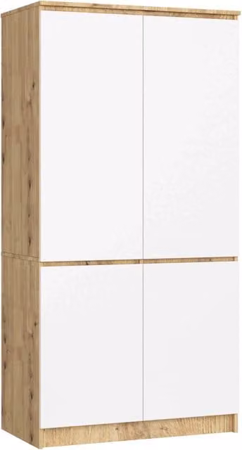 Armadio AKORD S90 4 ante Quercia Artisan inserto frontale Bianco 90x51x180 cm