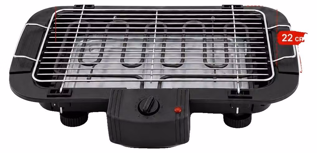 Griglia elettrica, termostato a 5 livelli, elemento riscaldante removibile, set A