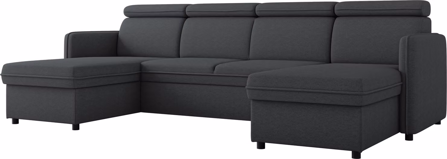 MIRJAN24 Completo salotto Barcelo U, divano ad angolo con due contenitori e funzione letto, poggiatesta regolabili, 284x166x84-96 cm (colore: Enjoy New 24)