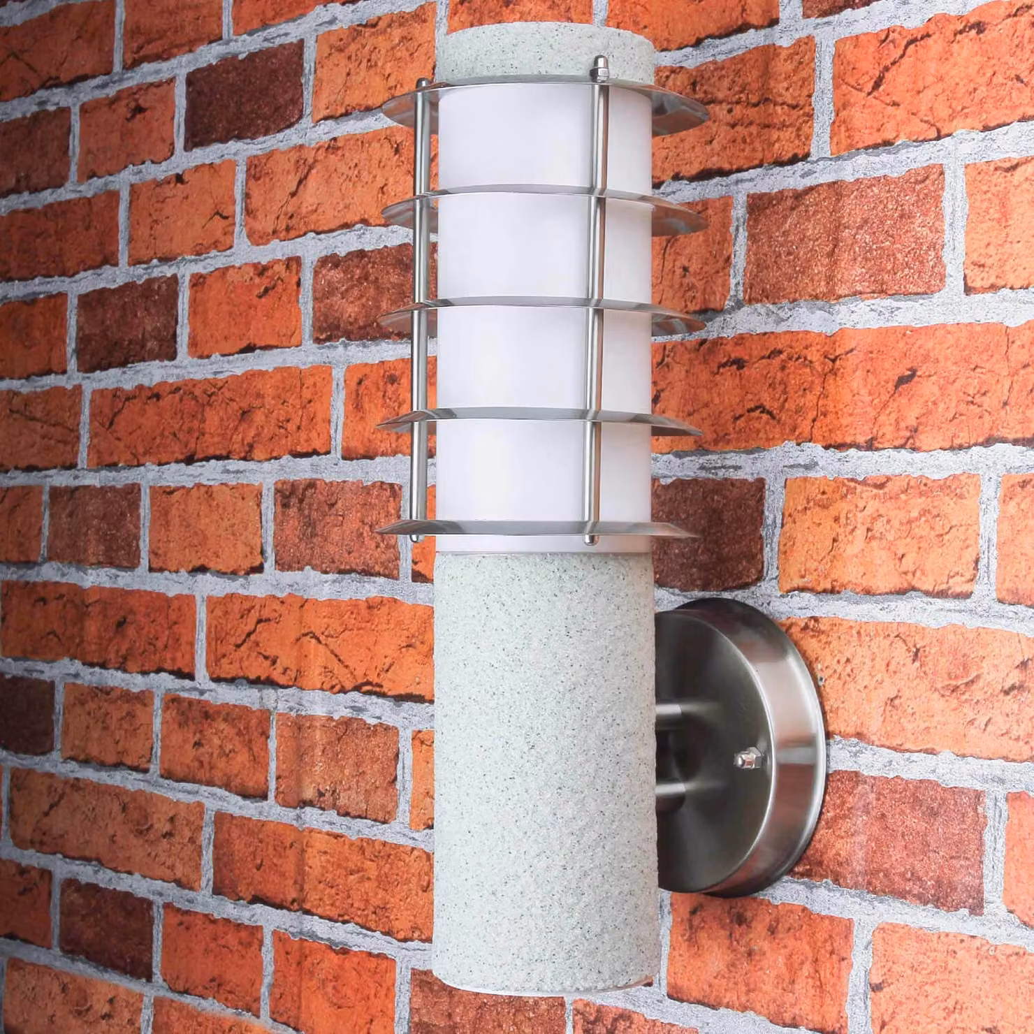 Applique moderna da esterno in acciaio inox in look pietra d'argento Ø8cm E27 IP44 lampada da esterno balcone BRIGHTON