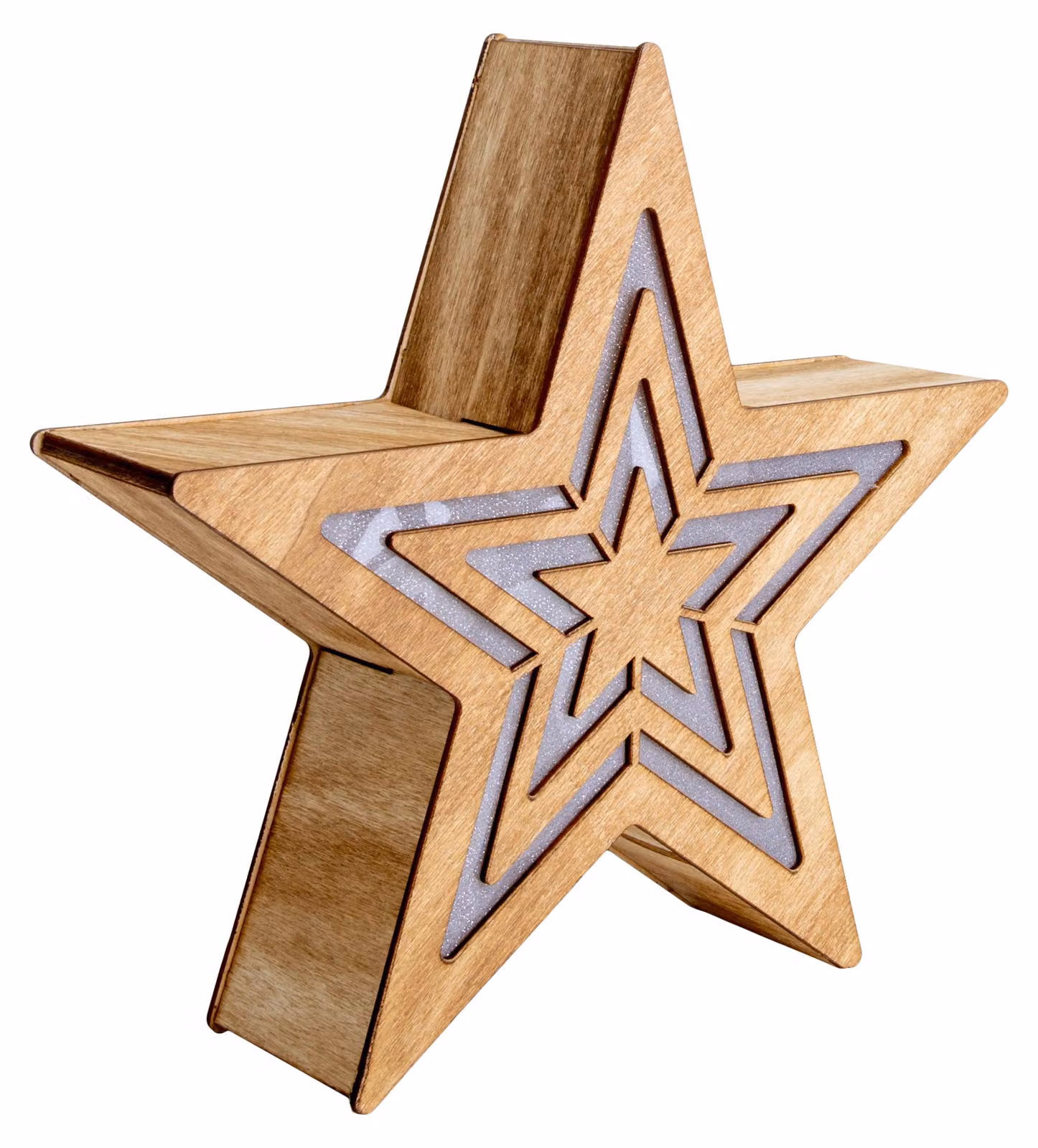 Stella di Natale illuminata stella di legno LED luci di Natale timer 5289027