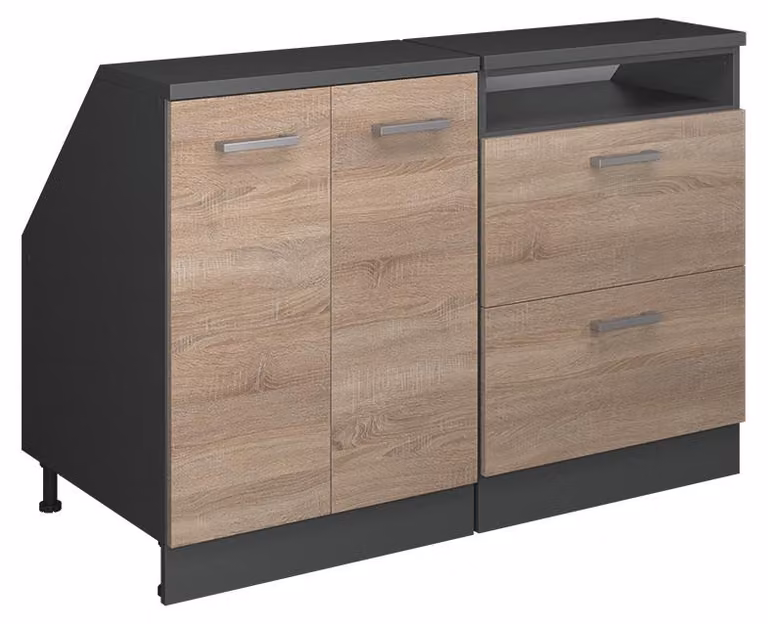 Mobile cucina sottotetto Vicco R-Line Sonoma 120 cm Set di 2 carcasse armadio profondità 60 cm, Model 60290