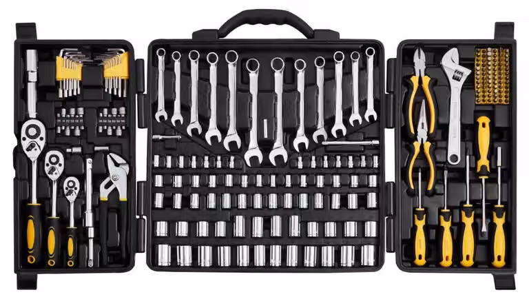 Kit di attrezzi per montatori - 207 pezzi, sistema SAE e metrico - Include valigetta in plastica