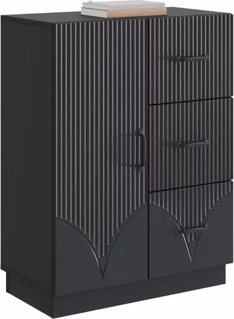 Credenza moderna Design In in legno MDF nero per soggiorno o sala da pranzo L/P/H: 66 x 34,5 x 87 cm