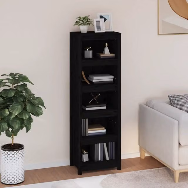 Libreria Design Mania in Legno di Pino Nero Opaco, L 50 cm x P 35 cm x H 154 cm