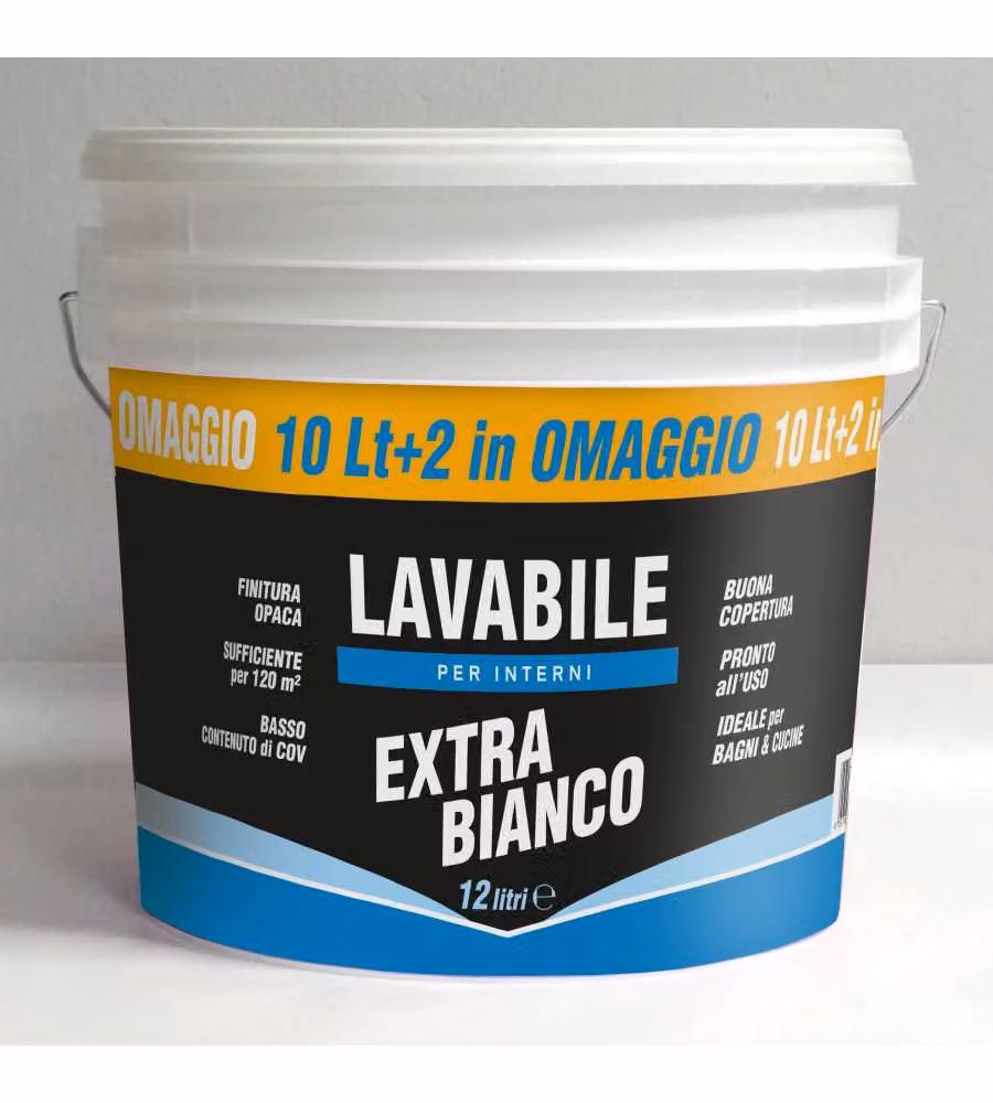 Tintech Idropittura Lavabile 12L Bianco - Ottima Copertura e Lavabilità