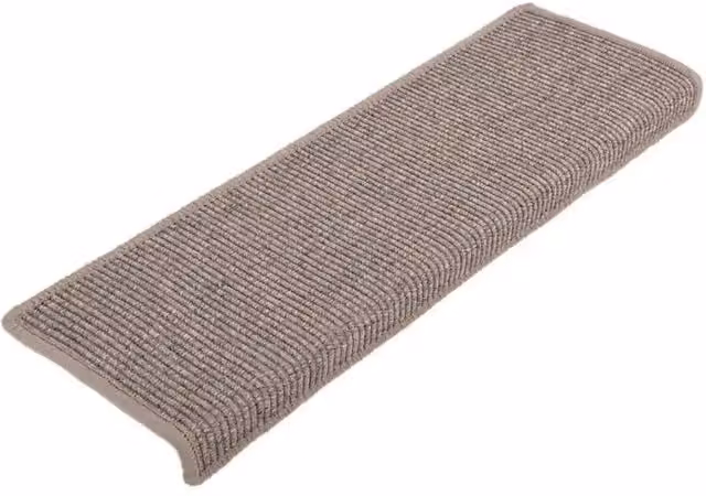 Set di 15 tappetini antiscivolo per scale DESIGN IN, colore beige, con bordo rettangolare, L: 65 cm, P: 21 cm, H: 4 cm