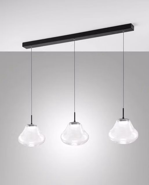 Lampada a Sospensione Deva 42W LED CCT Dimmerabile a step, Struttura in Metallo e Vetro Borosilicato Trasparente, IP20 - Deva Collection