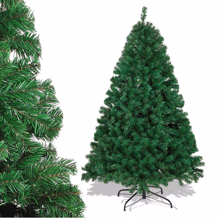 Albero di Natale artificiale Jayseuw 150 cm (Ø circa 92 cm) con 488 punte e sistema di ripiegamento a montaggio rapido, ignifugo, incluso supporto in metallo, verde