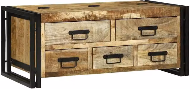 Tavolino da Salotto-Tavolino da soggiorno-Tavolo Marrone Legno massello di mango ruvido 733854