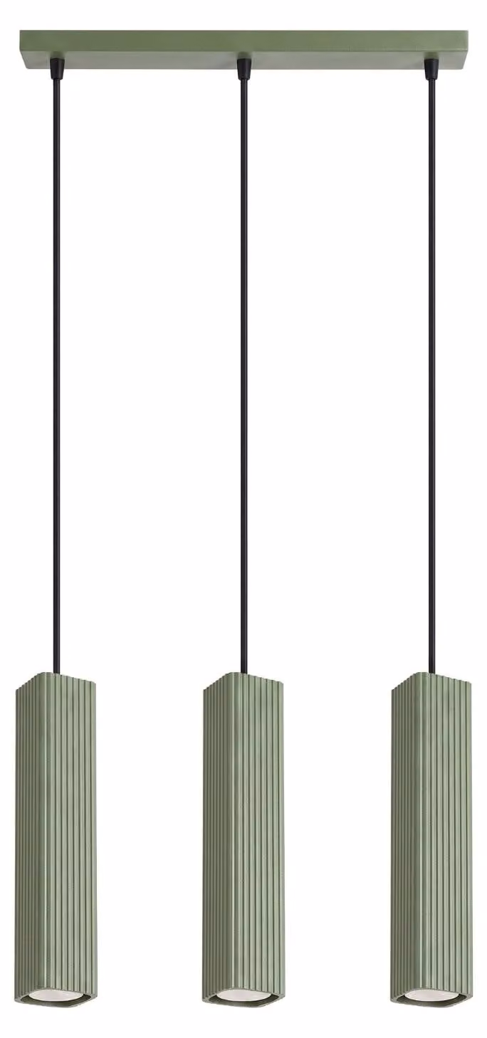 Lampada a sospensione RAYO 3L verde oliva 3xGU10 10W alluminio 98x6x45cm Sollux Lighting