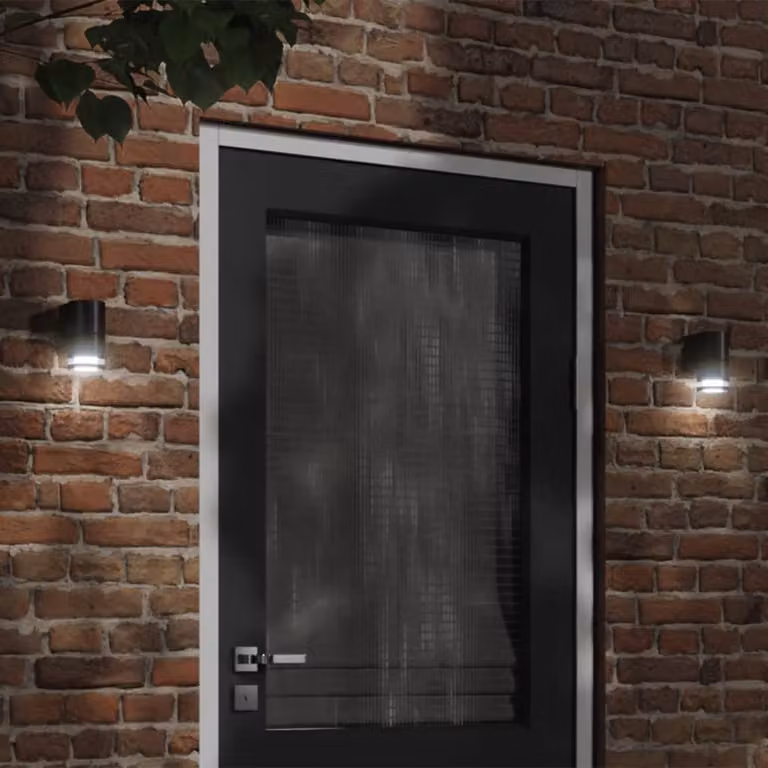 Applique da esterno vidaXL nera in alluminio e plastica con montaggio a parete e illuminazione up-down IP44