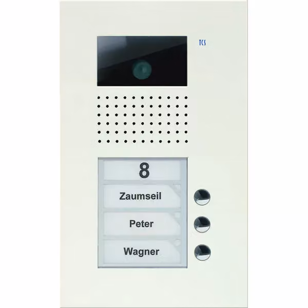 Pulsantiera esterna serie AVU con 3 pulsanti (allineati a destra), a 1 colonna, da incasso, bianca TCS AVU14030-0019