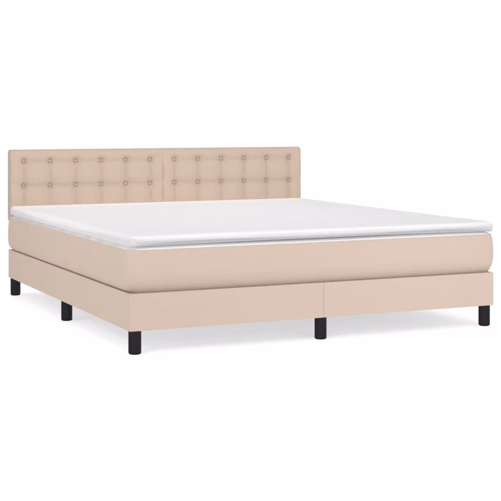 Giroletto a Molle con Materasso Cappuccino 160x200cm Pelle finta