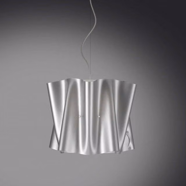 Lampadario a sospensione FOLIO IPERBRIKO argento con paralume in polilux diametro: 40 cm, Altezza: 37 cm