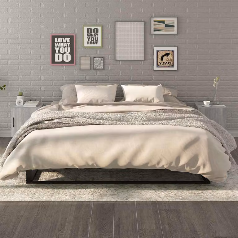 Set di 2 comodini sospesi vidaXL in legno e metallo colore grigio per camera da letto
