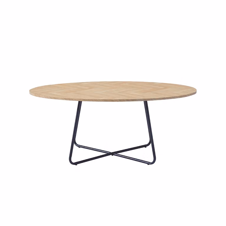 Home Deluxe - Tavolino Oval NOVARIS 110 x 66 x 47 cm - Rovere Fishbone|Tavolo da divano, tavolo da salotto, soggiorno