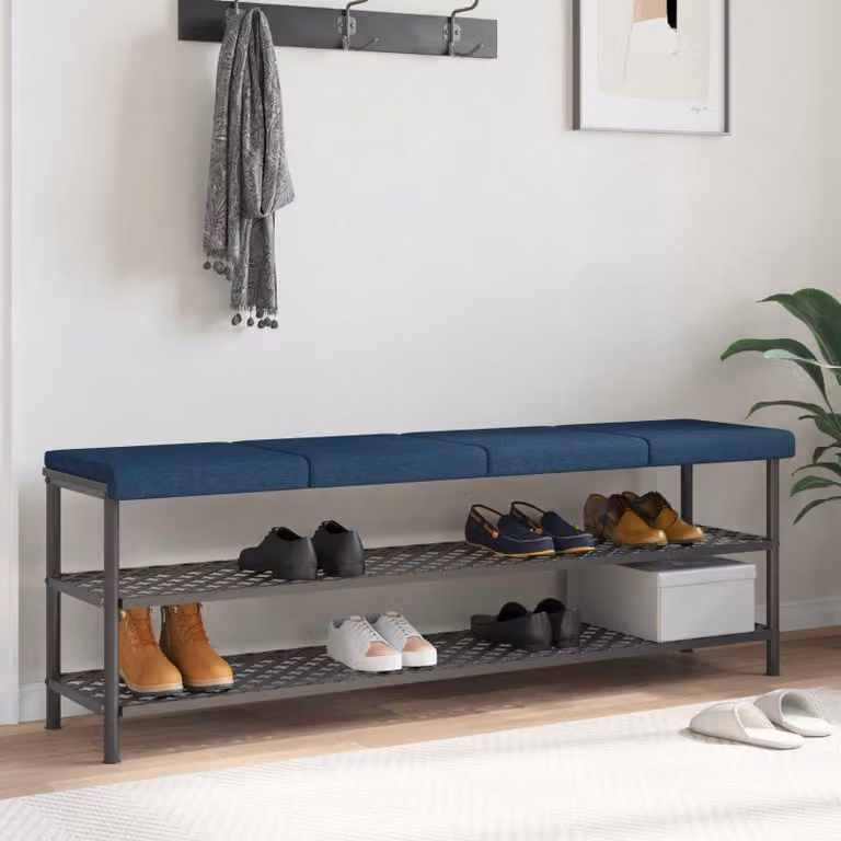Set di 4 cuscini per panchina vidaXL in tessuto blu con imbottitura in schiuma e base antiscivolo, L: 40 cm, P: 35 cm, H: 3,5 cm