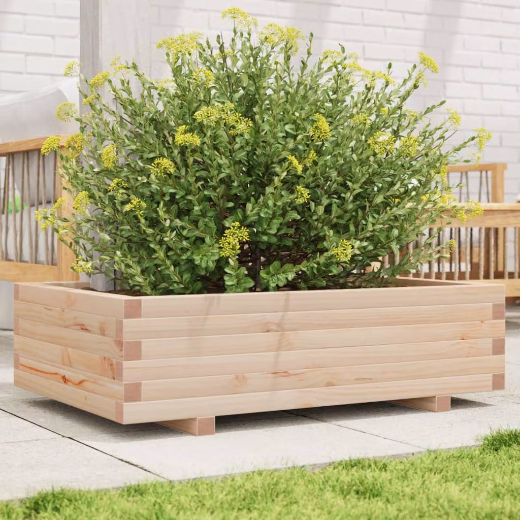 Fioriera da giardino vidaXL in legno di pino massello, colore marrone/beige, L 90 cm x P 60 cm x H 26,5 cm