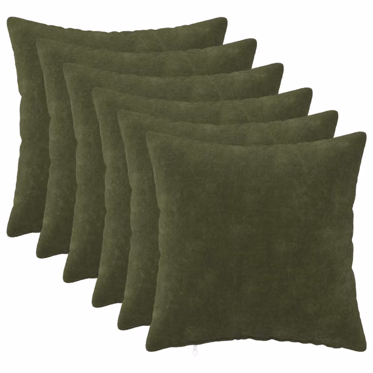 Set di 6 cuscini vidaXL HEERLEN in microfibra verde con fodera lavabile