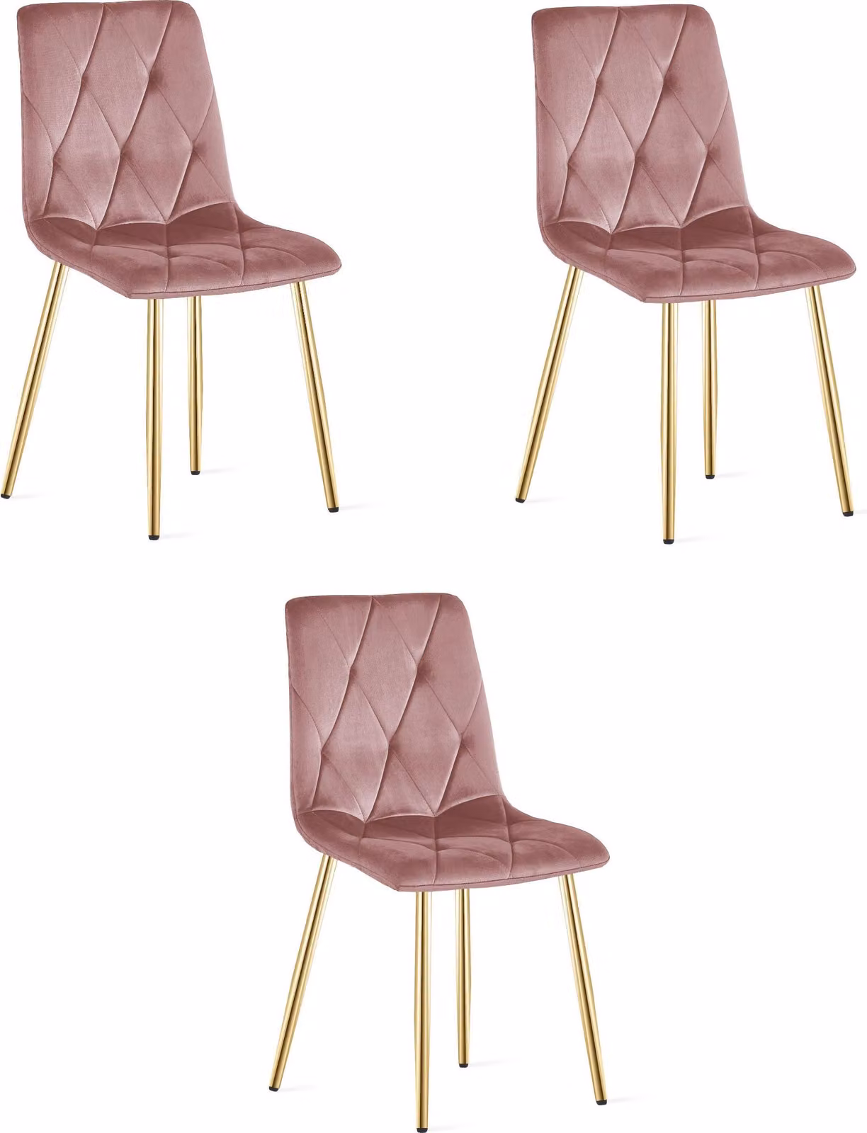Sedia LIBRA - velluto rosa / gambe color oro x 3