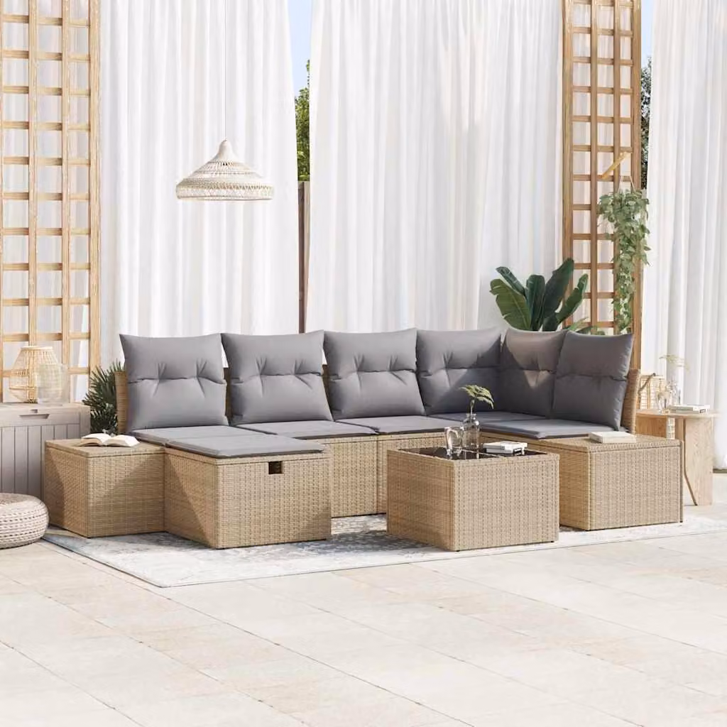 Maison Exclusive - Set di divani da esterno, 6 pezzi, in rattan sintetico