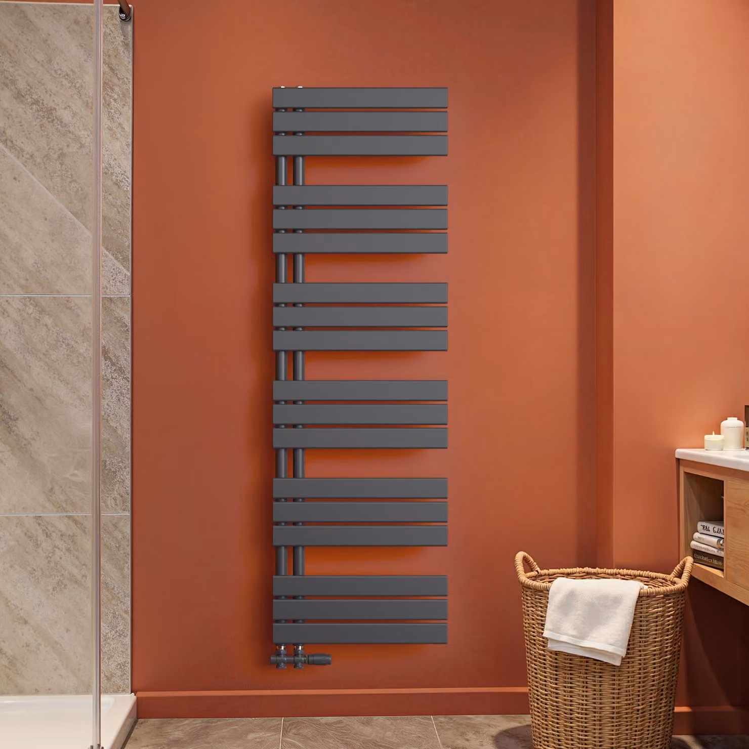S'AFIELINA 1599x500mm Radiatore da bagno Radiatore per asciugamani Radiatore a pannello piatto per bagno Attacco laterale antracite 794 Watt