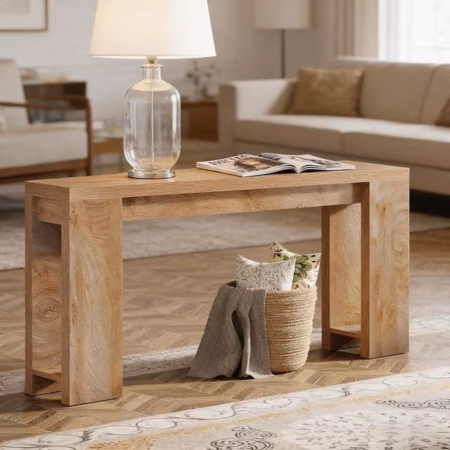 Tavolo consolle extra lungo multifunzione in legno marrone