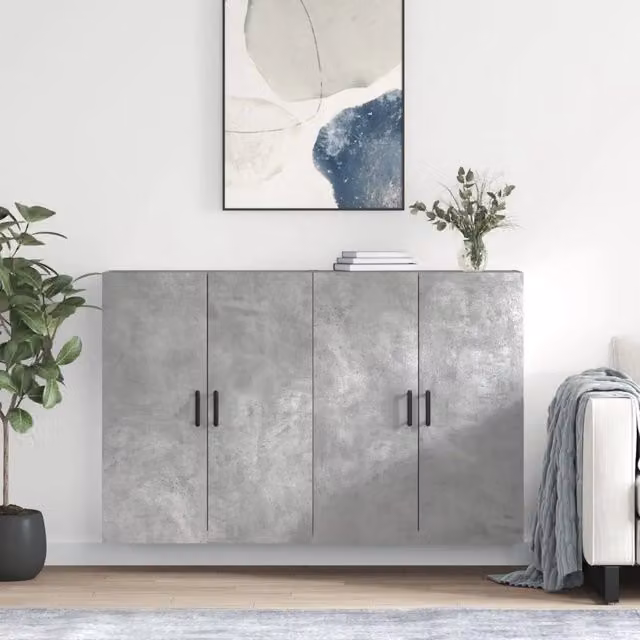 Mobili a Parete 2 pz Grigio Cemento 69,5x34x90 cm 3195631