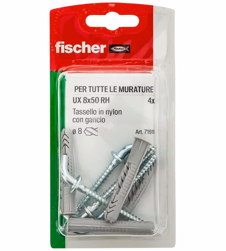 Fischer Set di 4 Tasselli Universali in Nylon UX 8x50 mm – 2