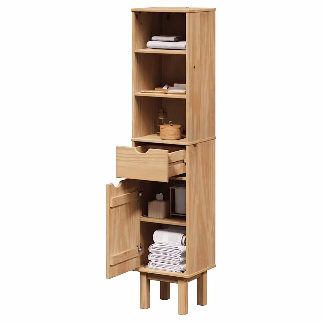 Mobile da bagno vidaXL OTTA in legno massello di pino color marrone, L 35 cm x P 30 cm x H 159 cm