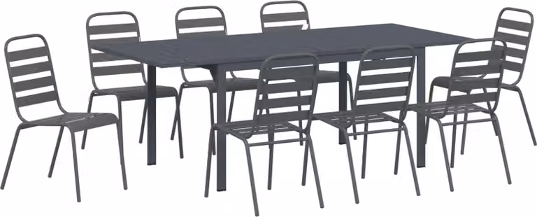 Set da Pranzo per Giardino 9 pcs Antracite