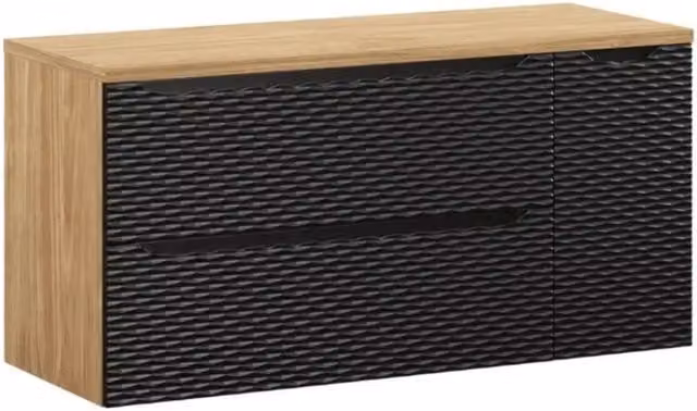 Set da bagno YOKA nero: mobile sottolavabo con cassetti e armadietto 120 cm + piano lavabo