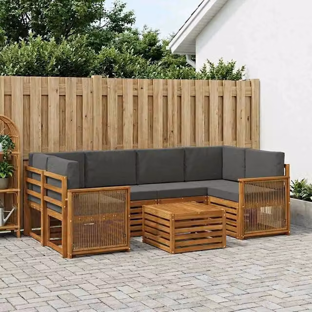 Set di divani da esterno 7 pz Naturale e Antracite 3384088