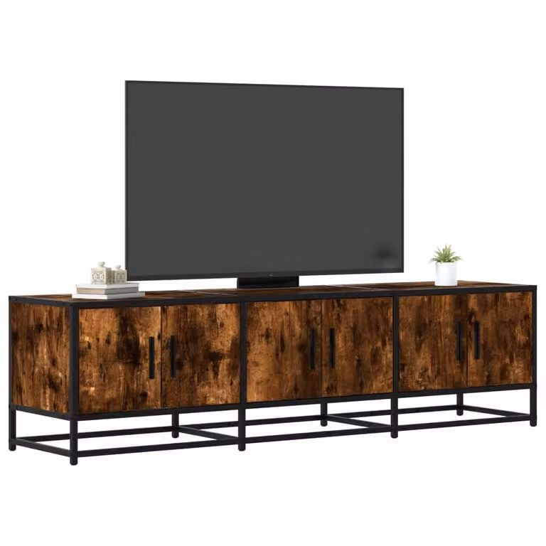 Mobile TV vidaXL in stile industriale, colore marrone, in legno e metallo, L/P/H: 150 x 35 x 41 cm
