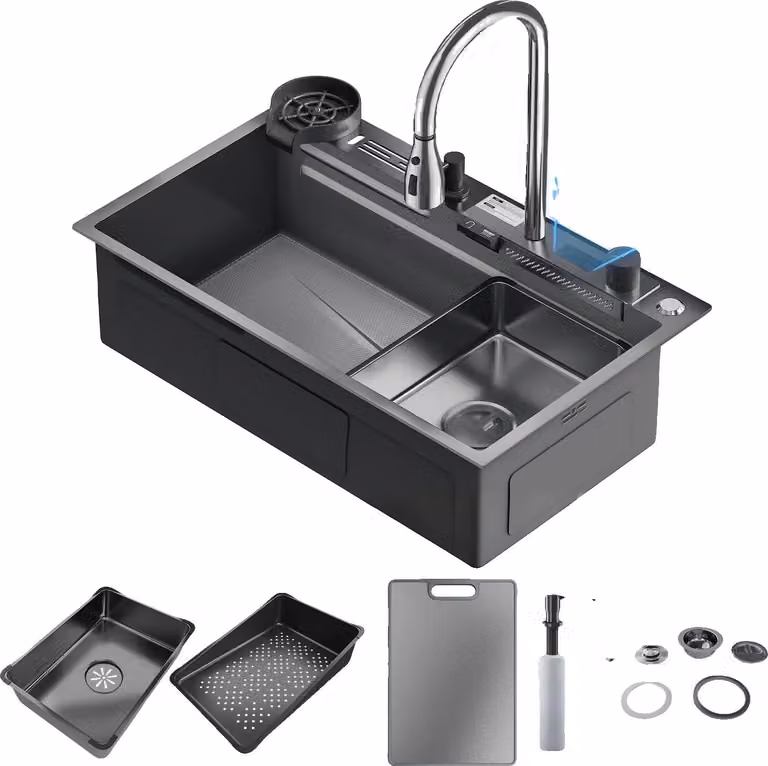 Lavello da cucina, grande capienza, display digitale intelligente, 75 cm x 45 cm