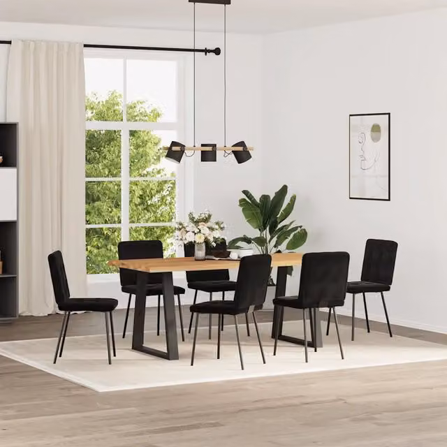 Sedie da Pranzo 6 pz Nere in Velluto 3315433
