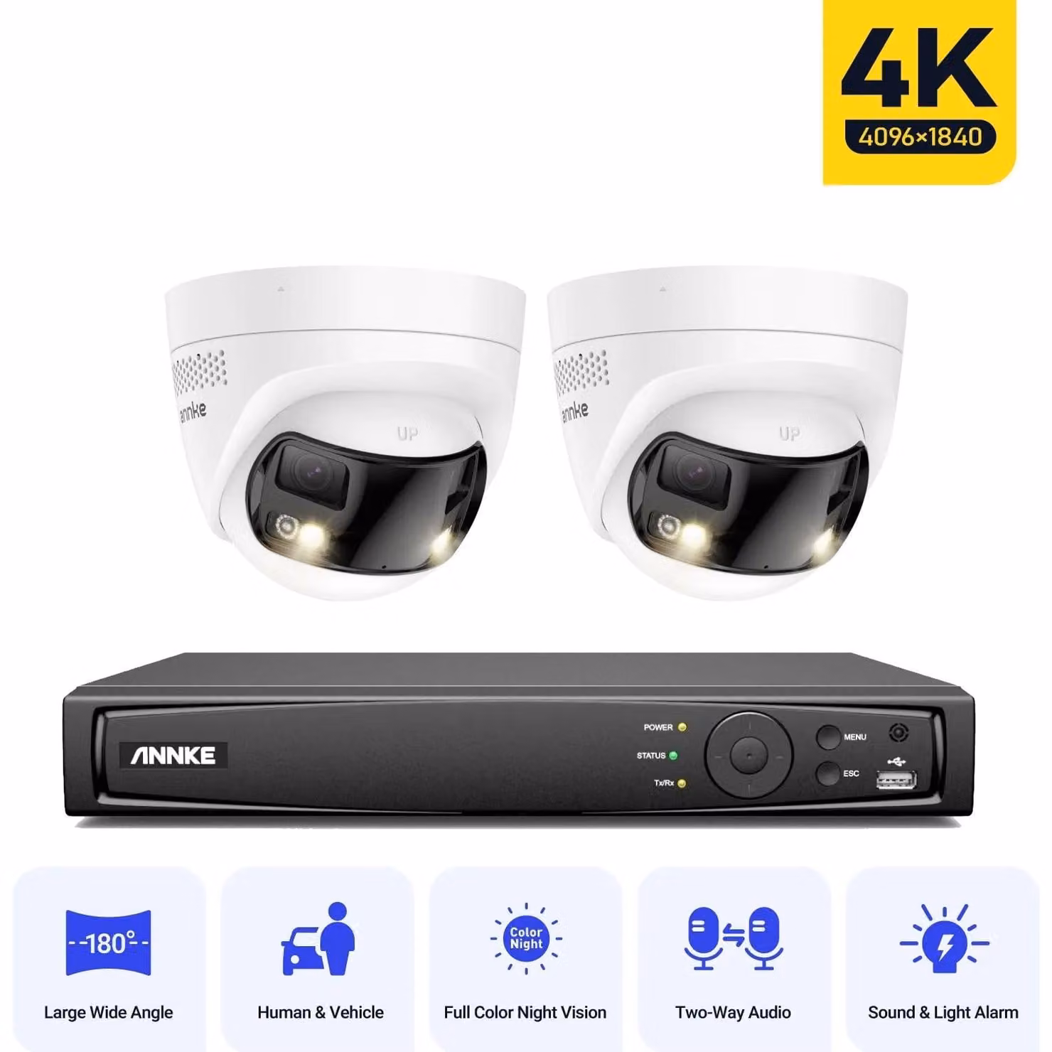 Sistema di sicurezza IP: telecamera dome con registratore NVR e rilevamento del movimento tramite intelligenza artificiale