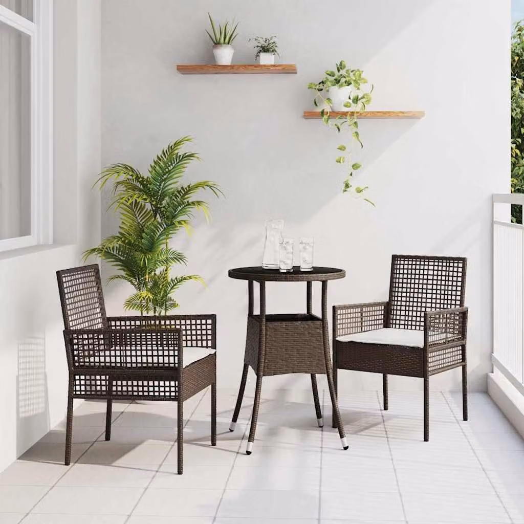 Maison Exclusive - Set da Pranzo per Giardino 3 pcs Marrone Poly Rattan